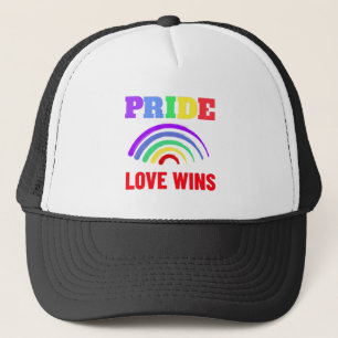 Pride Love Wins LGBT Artsy Rainbow Motif Trucker Hat
