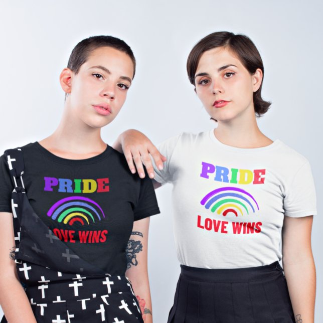 Pride Love Wins LGBT Artsy Rainbow White T-Shirt (Creator Uploaded)