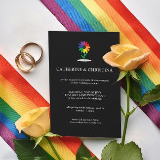 Pride LQBTQ Rainbow Flower Wedding Invitation