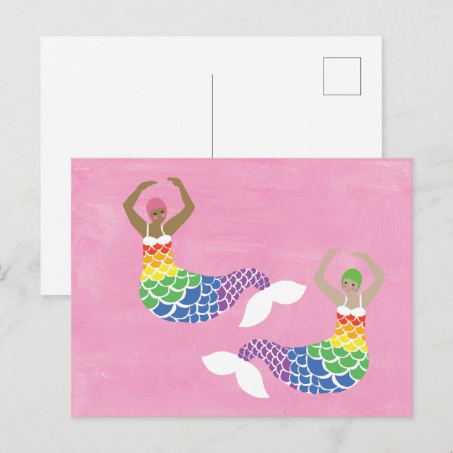 Pride Mermaid Rainbow Flag Tail LGBT Party Postcard (Front/Back)