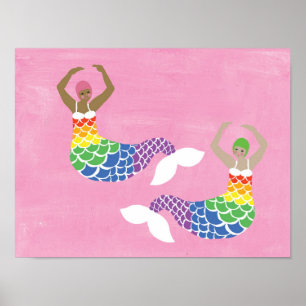 Pride Mermaid Rainbow Flag Tail LGBT Party Poster