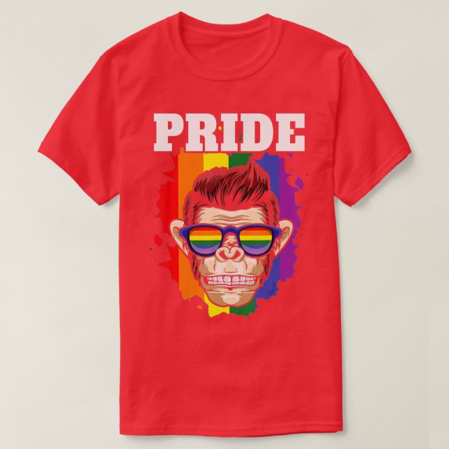 Pride Monkey Gay Rainbow Flag Gay LGBTQ LGBT Pride T-Shirt (Design Front)