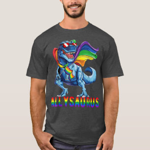 Pride Month 2022 Allysaurus Dinosaur Rainbow Flag  T-Shirt
