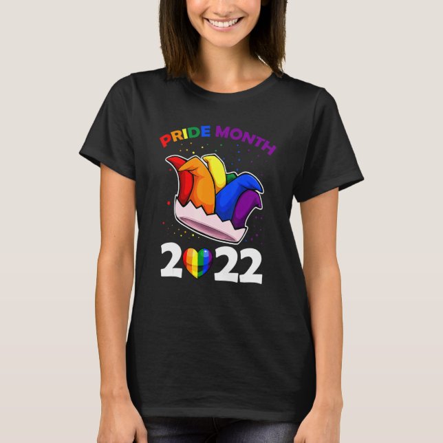 Pride Month 2022 Lgbt Q Jester Hat Rainbow Flag Ga T-Shirt (Front)