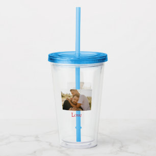 Pride month add gay couple photo name love LQBTQ  Acrylic Tumbler