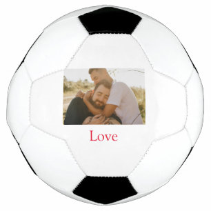 Pride month add gay couple photo name love LQBTQ  Soccer Ball