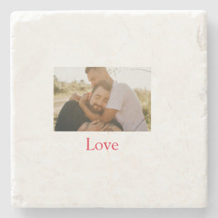 Pride month add gay couple photo name love LQBTQ Stone Coaster