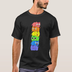 Pride Month Cat Lgb Rainbow Flag Proud T-Shirt
