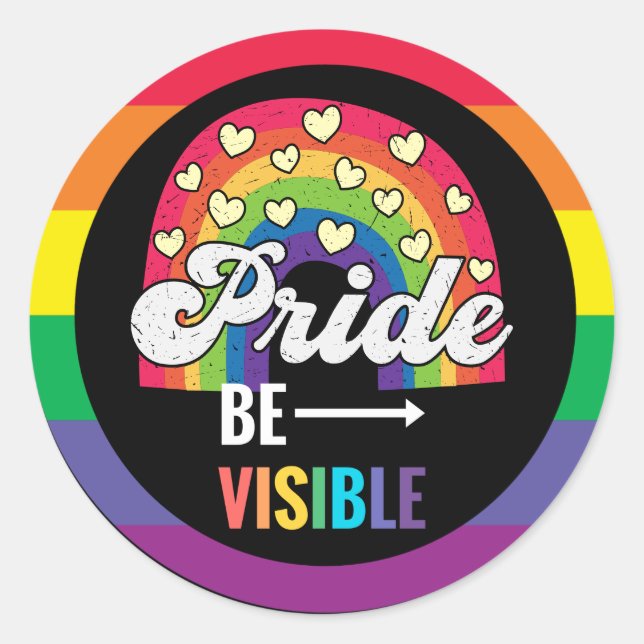 Pride  month  LGBT with rainbow be visible Classic Round Sticker (Front)