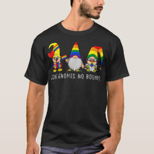 Pride Month Love Gnomes No Bounds LGBTQ Rainbow Fl T-Shirt