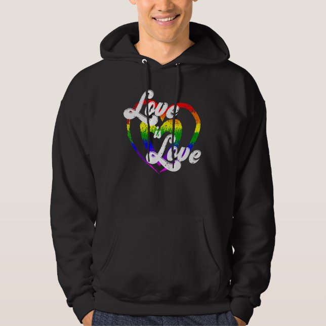 Pride Month Love Is Love Rainbow Flag Proud Ally L Hoodie (Front)