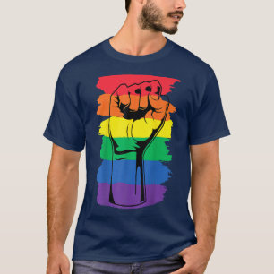 Pride Month Merch LGBT Rainbow Fist LGBTQ Gay Prid T-Shirt