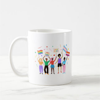 Pride Month People With Signs Celebrate Coffee Mug