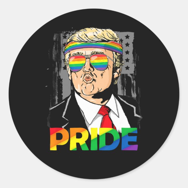 Pride Month Shirt Trump Lesbian Gay Biual Trans  Classic Round Sticker (Front)
