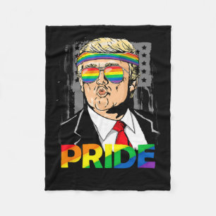 Pride Month Shirt Trump Lesbian Gay Biual Trans Fleece Blanket