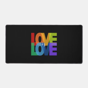 Pride Month Shirts Love is Love for LGBTQ Minimali Desk Mat