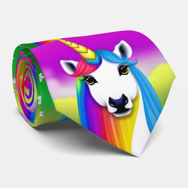 Pride Multi-color Unicorn  Pattern Tie (Rolled)