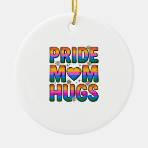 Pride Mum Hugs Vintage Rainbow Vector Design_1 Ceramic Ornament
