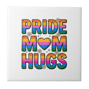 Pride Mum Hugs Vintage Rainbow Vector Design_1 Ceramic Tile