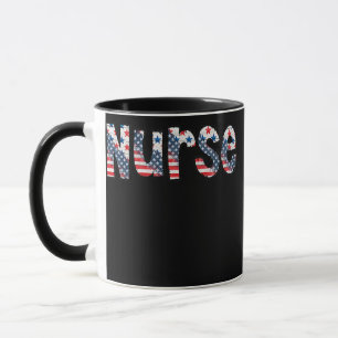 Pride Nurse USA Flag Patriotic Nurse 4th Of July  Mug