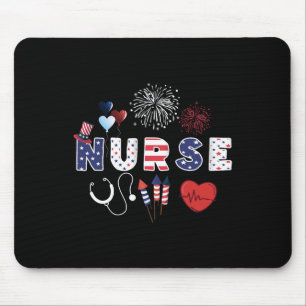 Pride Nurse Usa Flag Stethoscope Patriotic Nurse 4 Mouse Pad