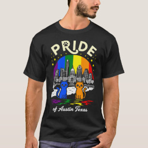 Pride of Austin City Texas Cats Rainbow Flag T-Shirt