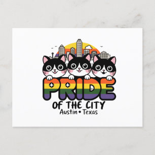 Pride of Austin City Texas USA Rainbow Flag Postcard