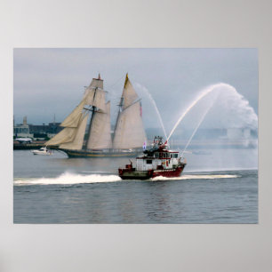 Pride of Baltimore and fire boat Poster
