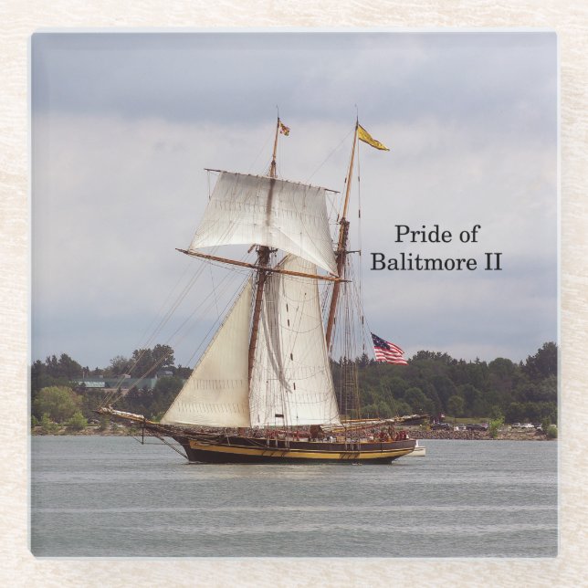 Pride of Baltimore II glass coaster (Front)