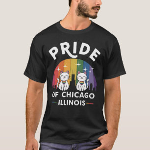 Pride of Chicago City Illinois USA Rainbow Flag T-Shirt