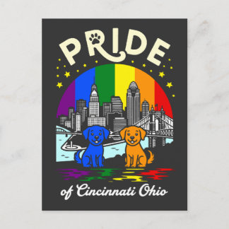 Pride of Cincinnati City Ohio Dogs Rainbow Flag Postcard