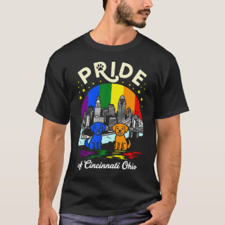 Pride of Cincinnati City Ohio Dogs Rainbow Flag T-Shirt