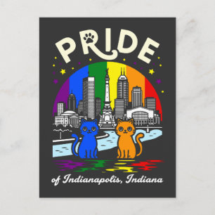 Pride of Indianapolis City Indiana Cats Rainbow Fl Postcard