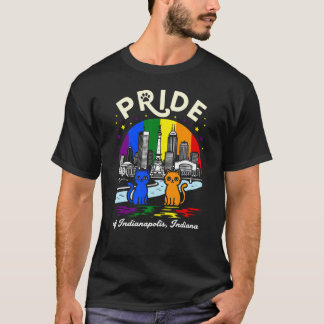 Pride of Indianapolis City Indiana Cats Rainbow Fl T-Shirt