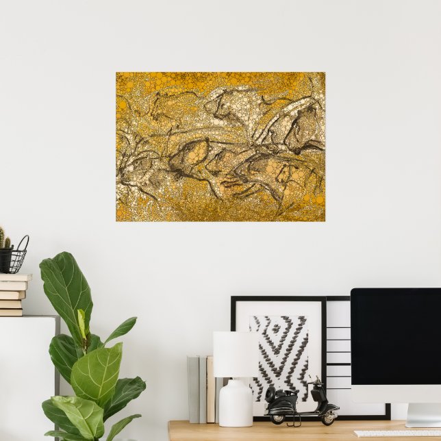 Pride Of Lions, Infinity Dots - After Chauvet Cave Poster (Home Office)