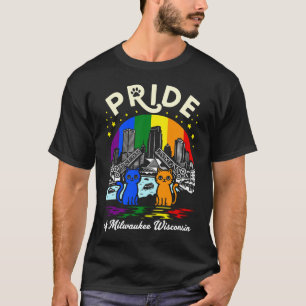 Pride of Milwaukee City Wisconsin Cats Rainbow Fla T-Shirt