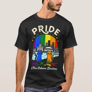 Pride of New Orleans City Louisiana Cats Rainbow F T-Shirt