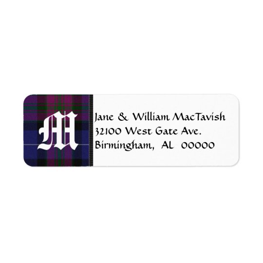 Pride of Scotland Plaid Monogram Address Labels