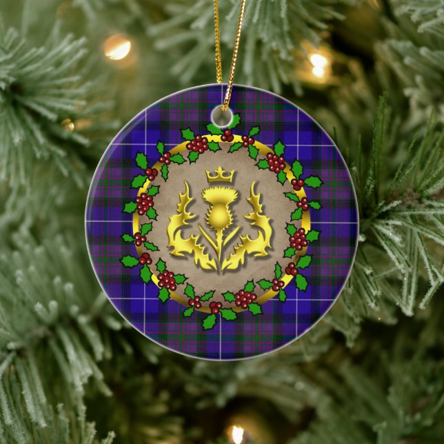 Pride of Scotland Tartan Personalised Christmas Ceramic Ornament (Tree)