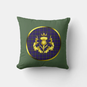 Pride of Scotland Tartan w/Golden Thistle Green Cushion