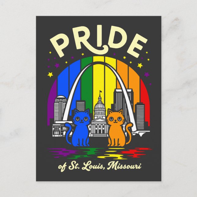  Pride of St. Louis City Missouri Cats Rainbow Fla Postcard (Front)