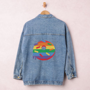 Pride of the LGBT community. Rainbow donut Denim Jacket