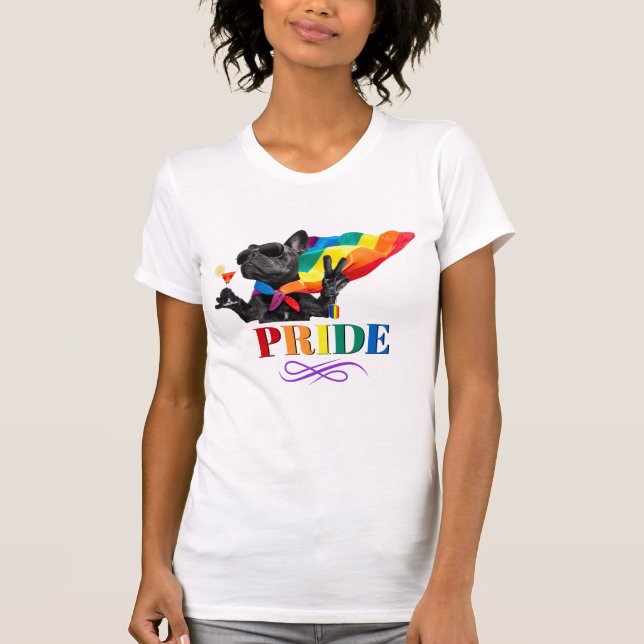 Pride Party Dog in Rainbow Cape T-Shirt (Front)