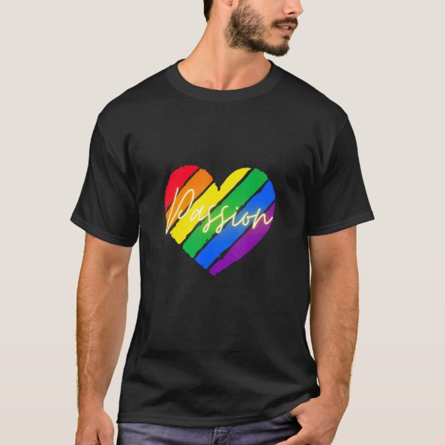 Pride Passion Gay Lqbtq Rainbow Heat Ally   T-Shirt (Front)
