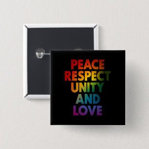 Pride Peace Respect Unity And Love 15 Cm Square Badge