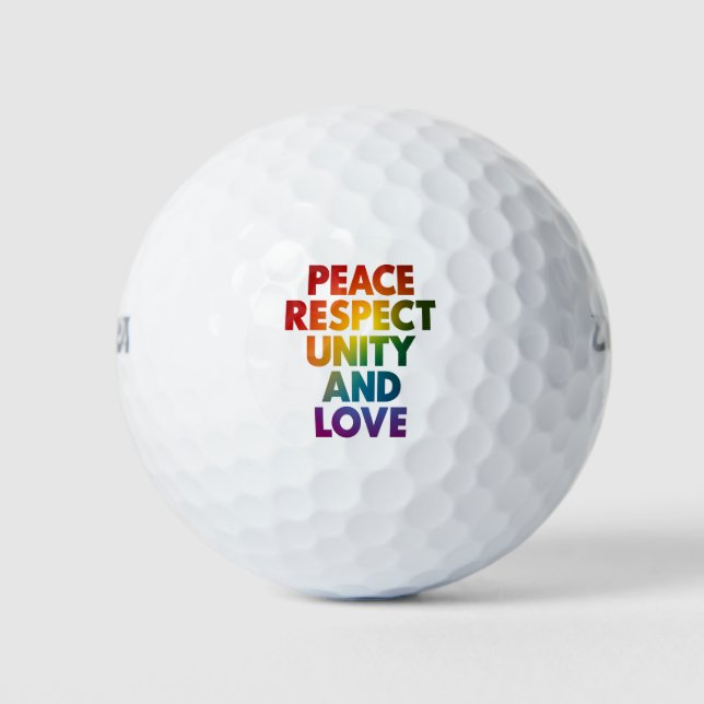 Pride Peace Respect Unity And Love  Golf Balls (Front)