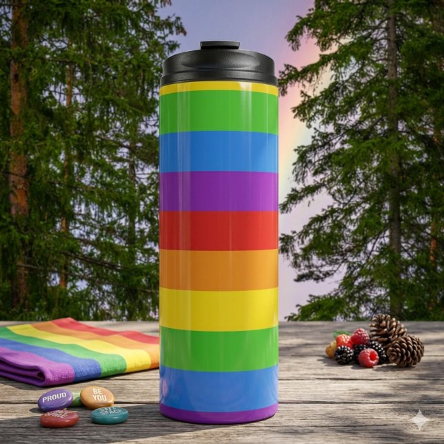 Pride Power: Rainbow Flag Thermal Tumbler (Creator Uploaded)