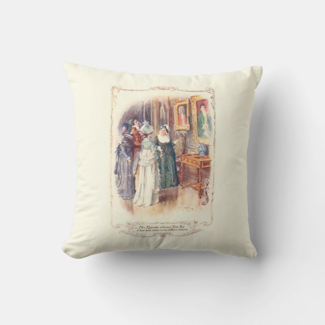 Pride & Prejudice Brock illustration throw pillow (Front)
