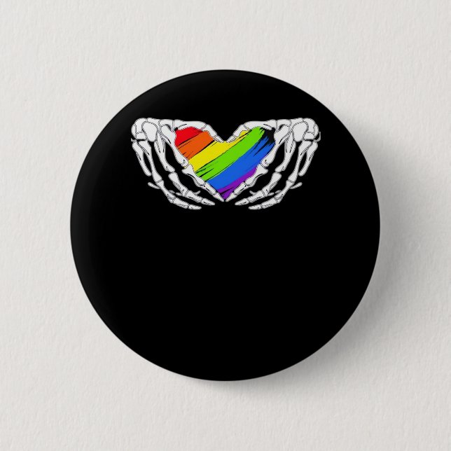 Pride - Pride Skeleton Hands With Heart 2 Classic 6 Cm Round Badge (Front)