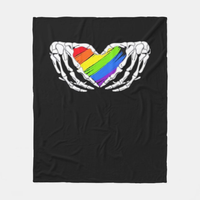 Pride - Pride Skeleton Hands With Heart 2 Classic Fleece Blanket (Front)
